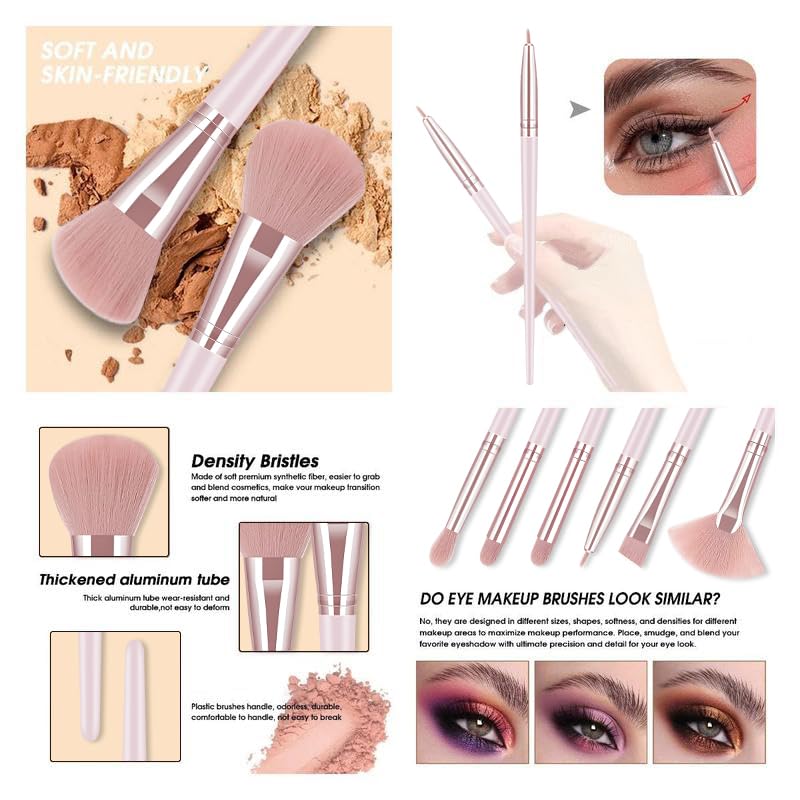 Pink Makeup Brush Set – 72 Professional Synthetic Face & Eye Brushes with Case