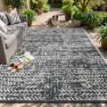 Outdoor Waterproof Rug 8x10 ft Patio Rug Mat for Balcony Deck Camping Beach Grey