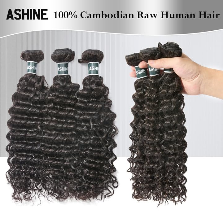Deep Wave Human Hair Bundles - Unprocessed Cambodian 20 Inch Natural Black