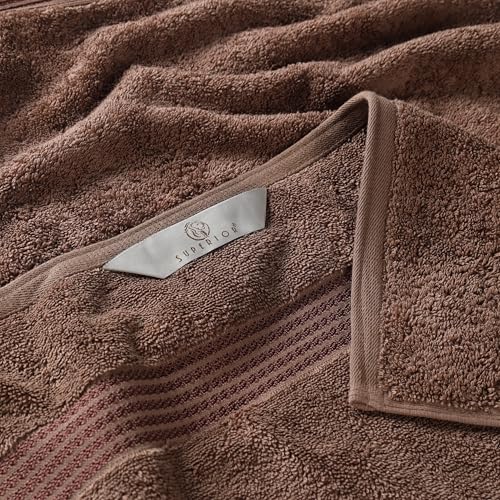 Superior 100% Long Staple Combed Cotton Face Towels, 10 Piece, Mocha