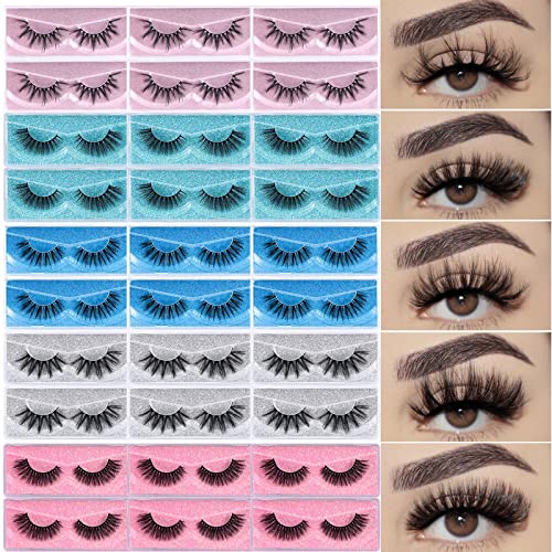 Lashes Bulk 30 Pair Wholesale Faux Mink Eyelashes 5D Fluffy Eyelash 15mm 18mm 20mm Natural Medium Length Fake Lash with Portable Pack
