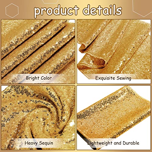 Mixweer Gold Sequin Table Runners for Party and Wedding - 24 Pcs - Elegant Decor