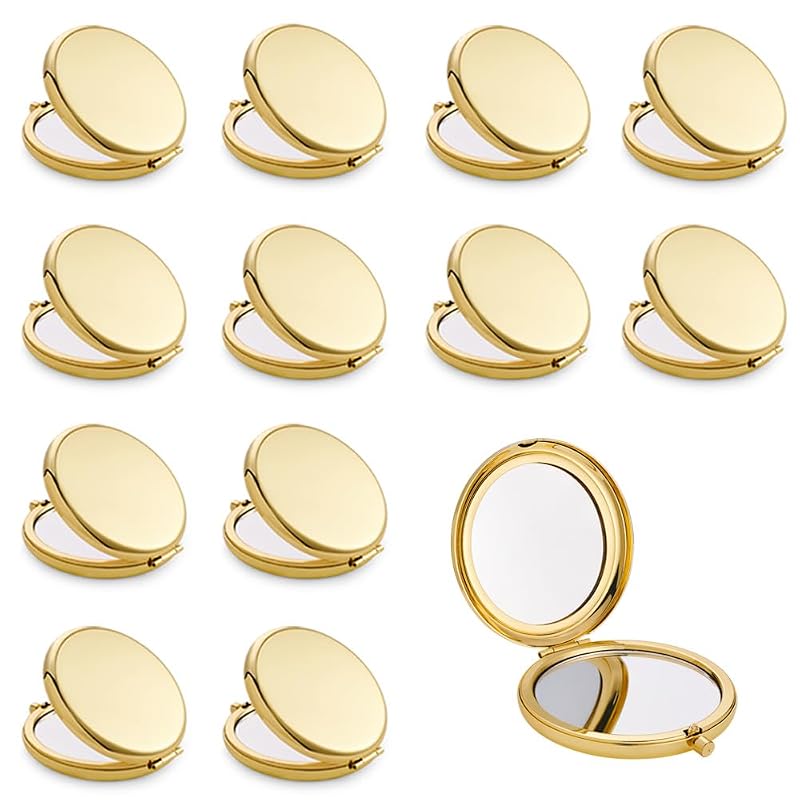 Compact Mirror, 2-Sided 1X/2X Folding Pocket Mirror - Gold, 12 Pack (Variation: Gold+12)