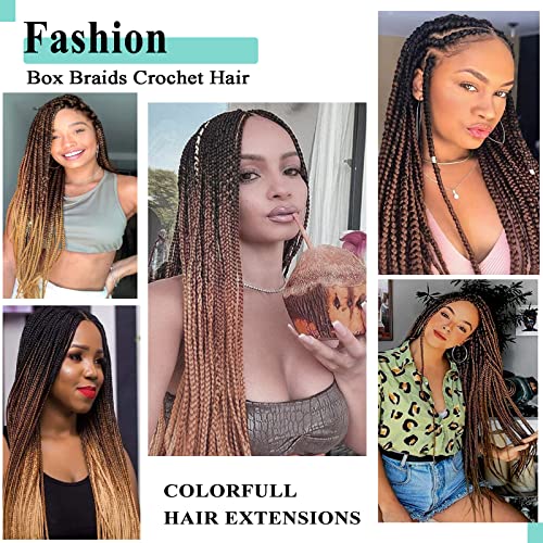 Flagship 18 Inch Crochet Box Braids 8 Packs Ombre 1B/30/27 Synthetic Hair
