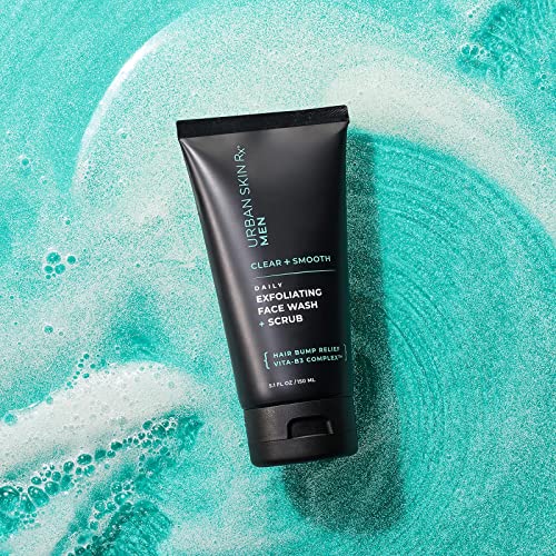 Urban Skin Rx¢ç Men's Clear & Smooth Daily 2-In-1 Cleansing Face Wash + Exfoliating Scrub, Improves the Look of Ingrown Hairs & Clogged Pores, Brightens Dull Complexions, Smooths Rough Texture, 5.1 Oz