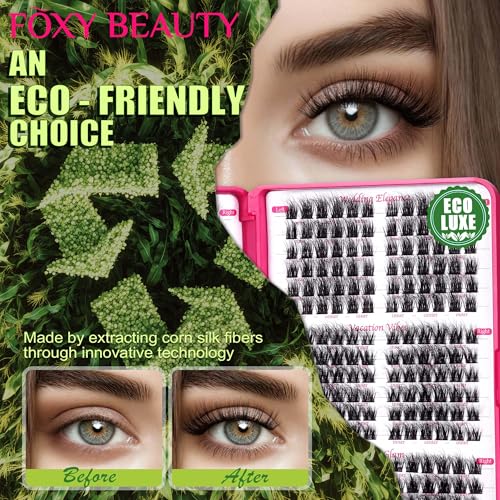 L&R Natural & Fluffy Lash Clusters - Biodegradable False Eyelashes for Beginners, No Glue Included