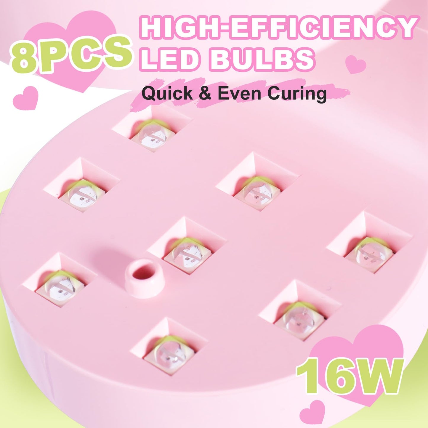 MEKK Mini UV Light for Nails,Peach-Shaped Mini LED Nail Lamp with Auto-Sensor,8 Beads,16W,4 Timer,Professional Single Finger UV Light for Gel Nails Small Gel Nail Lights for Salon & Home DIY Use-Pink