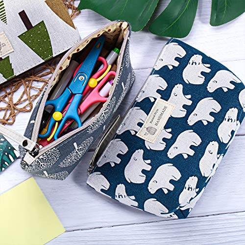 8 Pack Canvas Cosmetic Bags with Zipper for Makeup Storage & Travel