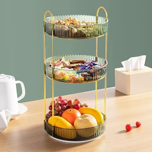 Makeup Organizer for Vanity, 360¡Æ Rotating Bathroom Organizer Countertop, High-Capacity Skincare Organizer, Spinning Cosmetics Organizer for Dresser Countertop (3 Tiers, Green)