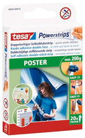 1 Pack Tesa Powerstrips Poster Mounting Strips - Damage-Free Wall Hanger, 20 pcs, White