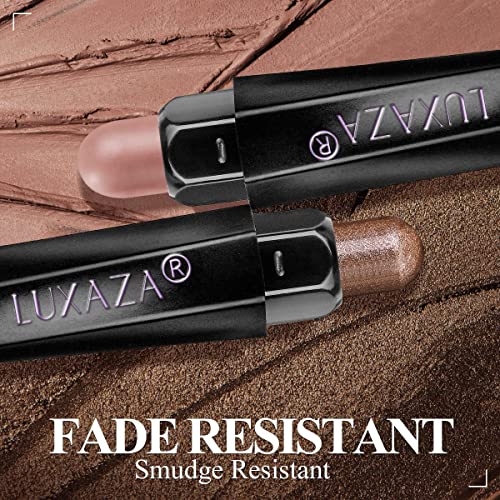 Mauve Eyeshadow Stick Set - Shimmer & Neutral Brown Metallic Cream Makeup, Waterproof, Smudge-Proof, 10PCS with Brush