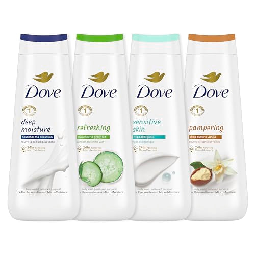Dove Body Wash Variety Pack 20oz (4 Count) Sulfate-Free Hydrating Collection