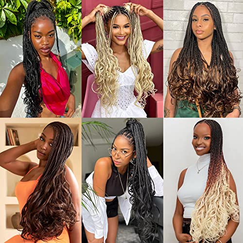 Pre-Looped Black French Curl Crochet Braids - 24 Inch, 9 Packs, Variation 1B#