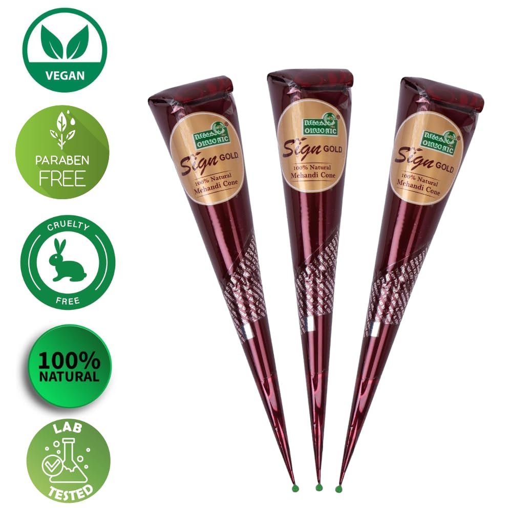 Natural Henna Paste Cones for Hair – 100% Pure & Ready to Use | No Ammonia or Chemicals | Pack of 3 – Dark-Brown, 30g Each Cone