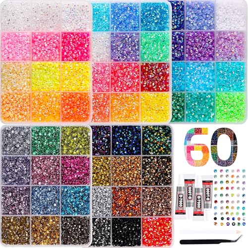 3mm Rhinestone Bedazzling Kit - 60 Colors, 45000 PCS with Glue & Tools - Variation of THIS listing