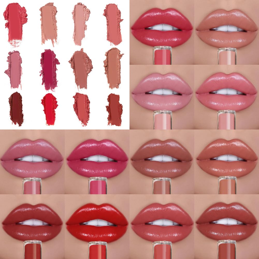 HOAIME 12 Colors Cream Texture Lipstick, 2025 Upgraded Waterproof Long-Lasting Moisturizing Lip Gloss, Non-Sticky Lip Stain Makeup for Daily Special Occasions (4)