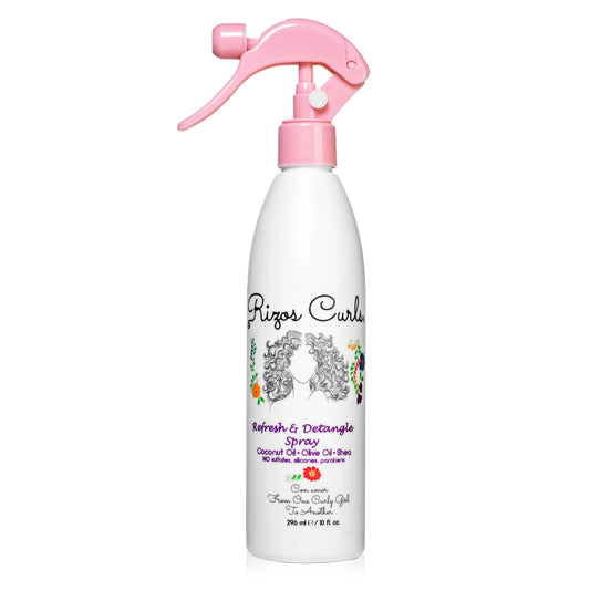 Rizos Curls Refresh & Detangle Spray Detangling & Curl Leave-In with Coconut Oil Nourishes, Hydrates & Controls Frizz for Every Curl Pattern Adds Shine, Hair Types Vegan & Cruelty-Free