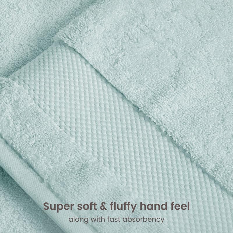 Organic Cotton Towel Set - 6 Pieces Seafoam, 700 GSM Plush & Absorbent