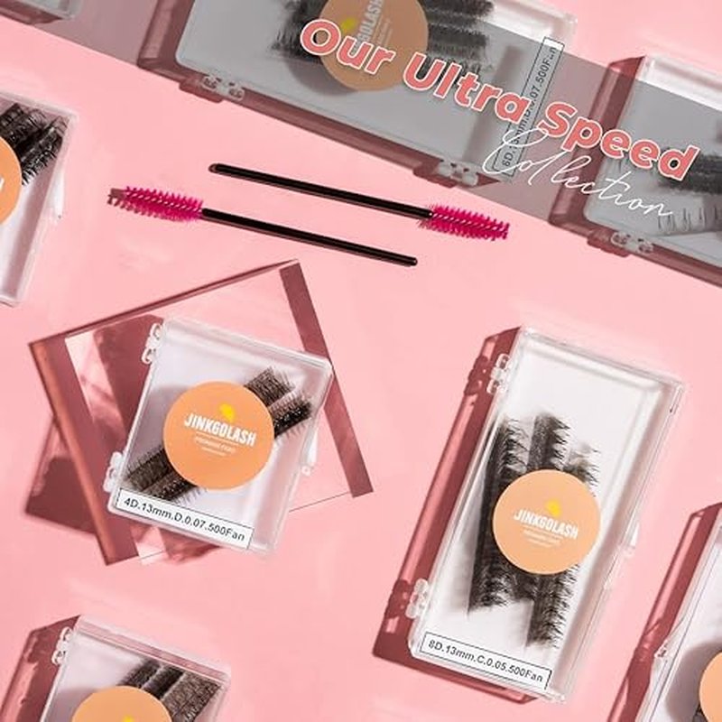 500 Eyelash Extension Promade 4D to 16D Not Premade, Ultra Lash Fans 0.03/0.05/0.07mm Thickness, C D Curl Lashes, 8 - 16mm Length for Easy Volume Individual Eyelash Extensions Clusters