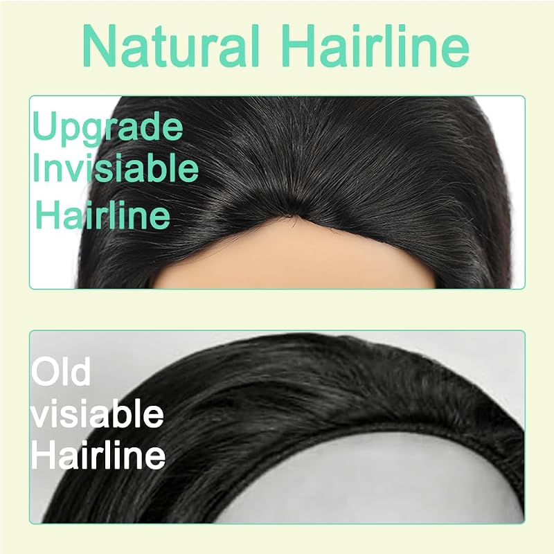 Half Wig Body Wave Human Hair 3-in-1 Seamless Flip-Over Glueless Headband Wig 18 Inch - Black