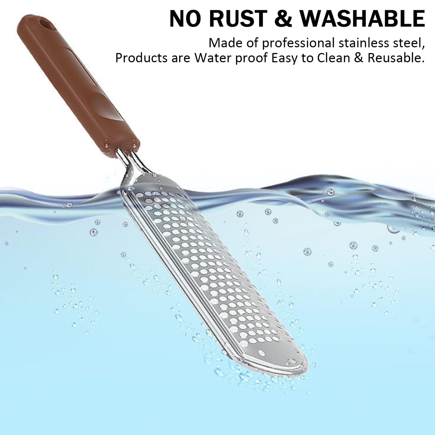 Washable Stainless Steel Foot File Callus Remover, Foot Scrubber and Heel Scraper for Cracked Heels,Foot Grater and Pumice Stone for Feet