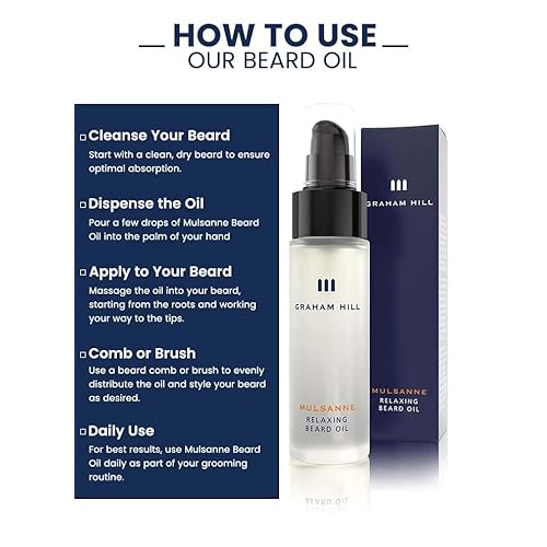 Graham Hill Mulsanne Relaxing Beard Oil for Men - 30ml | Nourishing Beard Growth Oil with Cold-Pressed Jojoba, Prickly Pear, and Mint - Vegan, Beard Oil for Glossy Smooth Beard and Mustache