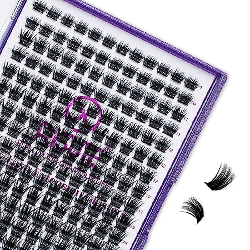 Lash Clusters DIY Eyelash Extension: Mega Volume C D Curl Individual Lashes 192PCS - Eyelash Clusters Extensions Wispy Natural Look False Lashes Cluster Fake DIY at Home 9-16mm RW01 by Risute