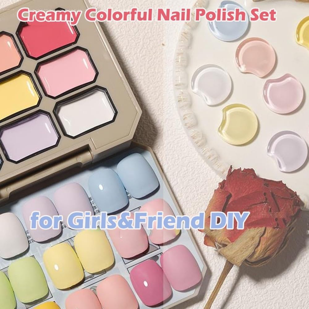 Creamy Colorful Nail Polish Set,Solid Nail Gel Polish Palette,Long Lasting Solid,for Women&Girls&Friend DIY Home (H)
