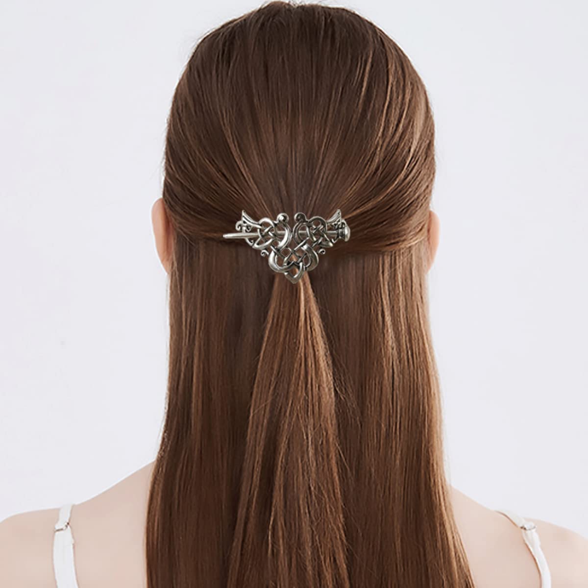 Viking Celtic Hair Clips Set - 8PCS Retro Silver Metal Hairpins & Barrettes for Women