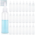 Clear Plastic Bottle Set with Twist Top Cap, 4 oz, BPA-Free – 24 Pack with Labels