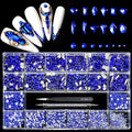 Blue 12 Types Diamond Rhinestones 2500 Flatback Mix 20 Styles DIY Nail Art + Tweezers
