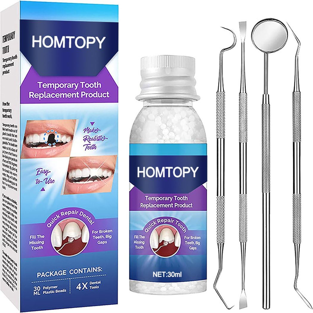 Tooth Provisional Teeth Kit, DIY Heat Fit Beads for Replacing Missing & Broken Teeth, Provisional Restoration & Denture Replacement