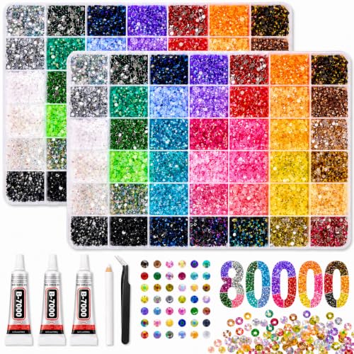 4mm Flatback Rhinestones Bedazzling Kit with 42 Colors & Glue - Christmas Gift