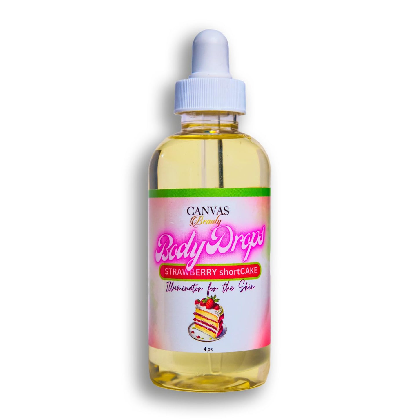 Canvas Beauty Body Drops, Strawberry Short Cake - With Coconut Oil, Jojoba Oil & Vitamin E