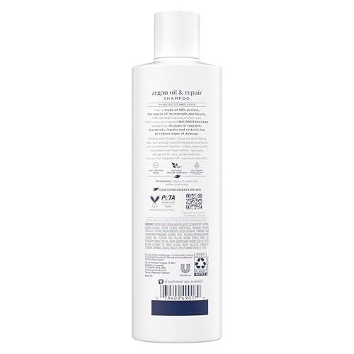 Dove Shampoo Argan Oil & Repair for Fine Hair with Bio-Protein Care Technology and Argan Oil Blend 12 Fl Oz,(Pack of 2)