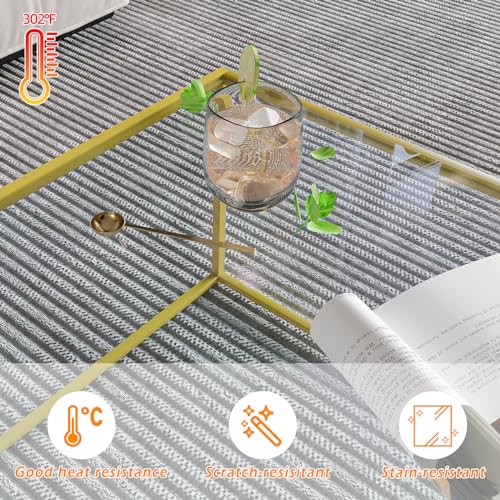 Gold Glass Coffee Table Modern Center Table for Living Room Minimalist Design