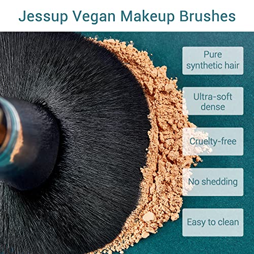 Jessup Makeup Brush Set 15 Pcs for Eyeshadow, Contour, Lip - Silver/Black