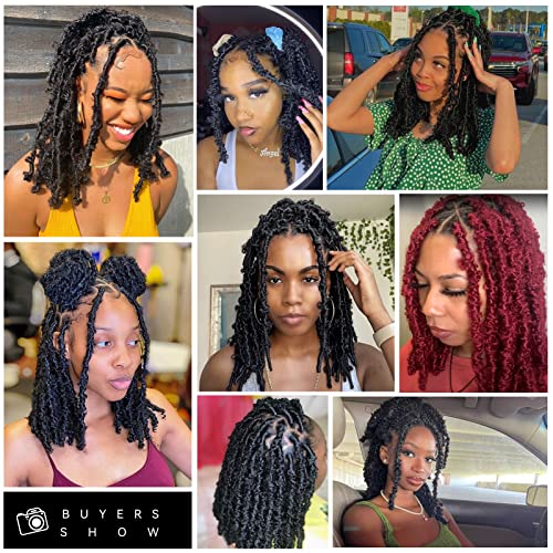 10 Inch Butterfly Locs Crochet Hair - Natural Black, 6 Packs, Style Variation 1B