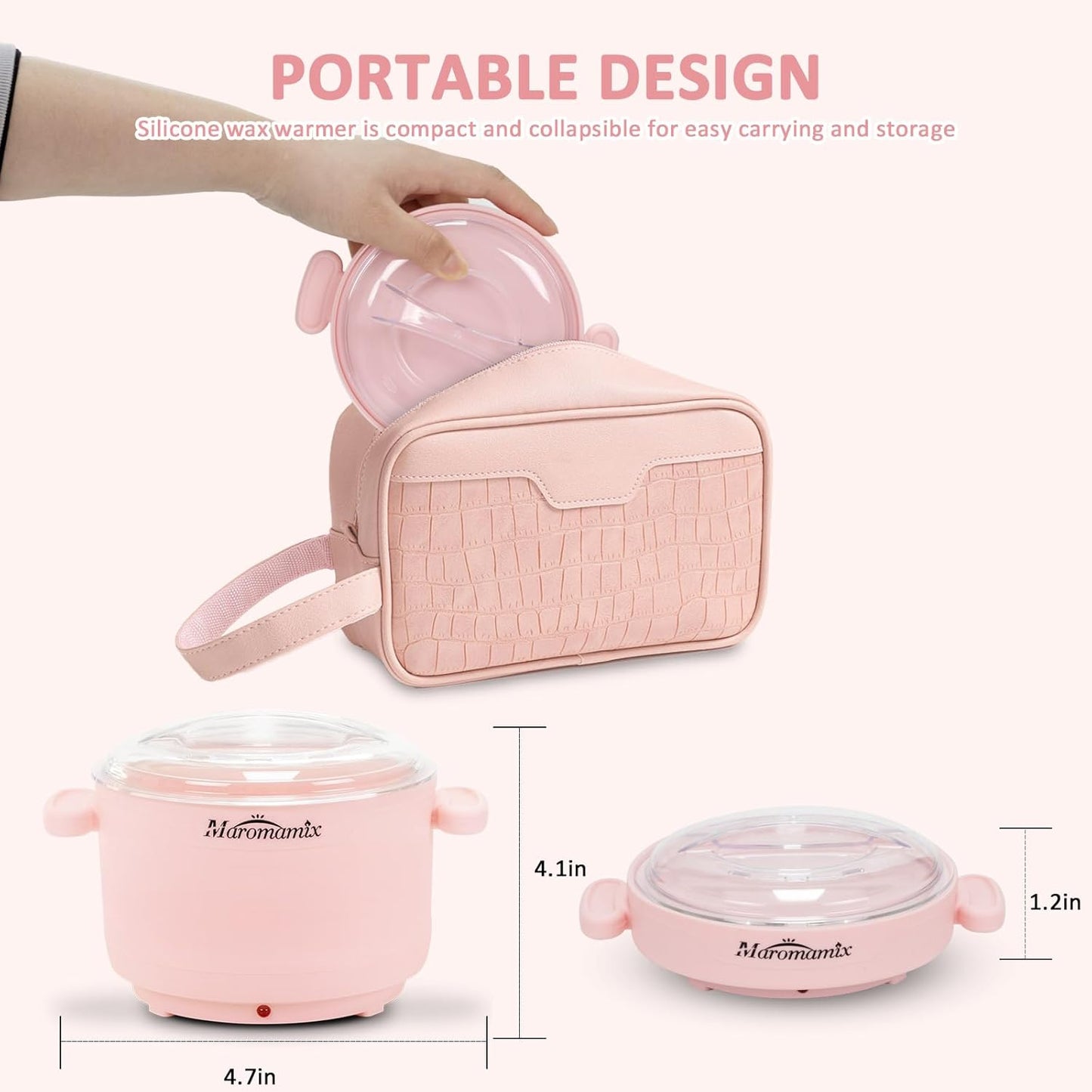 Portable Silicone Wax Warmer Kit with 4 Hard Wax Beads for Home Hair Removal