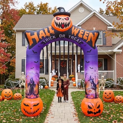 10 FT Halloween Inflatable Archway with Built-in LED Lights for Outdoor Yard Decor