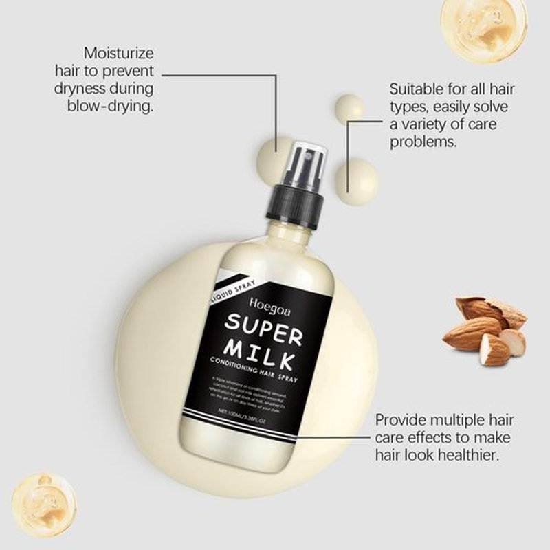 Grospe Super Milk Conditioning Hair Primer, Super Milk Hair Conditioner Spray, Suitable for Women, Smooth and Nourish Hair, 3.57 Fl.Oz