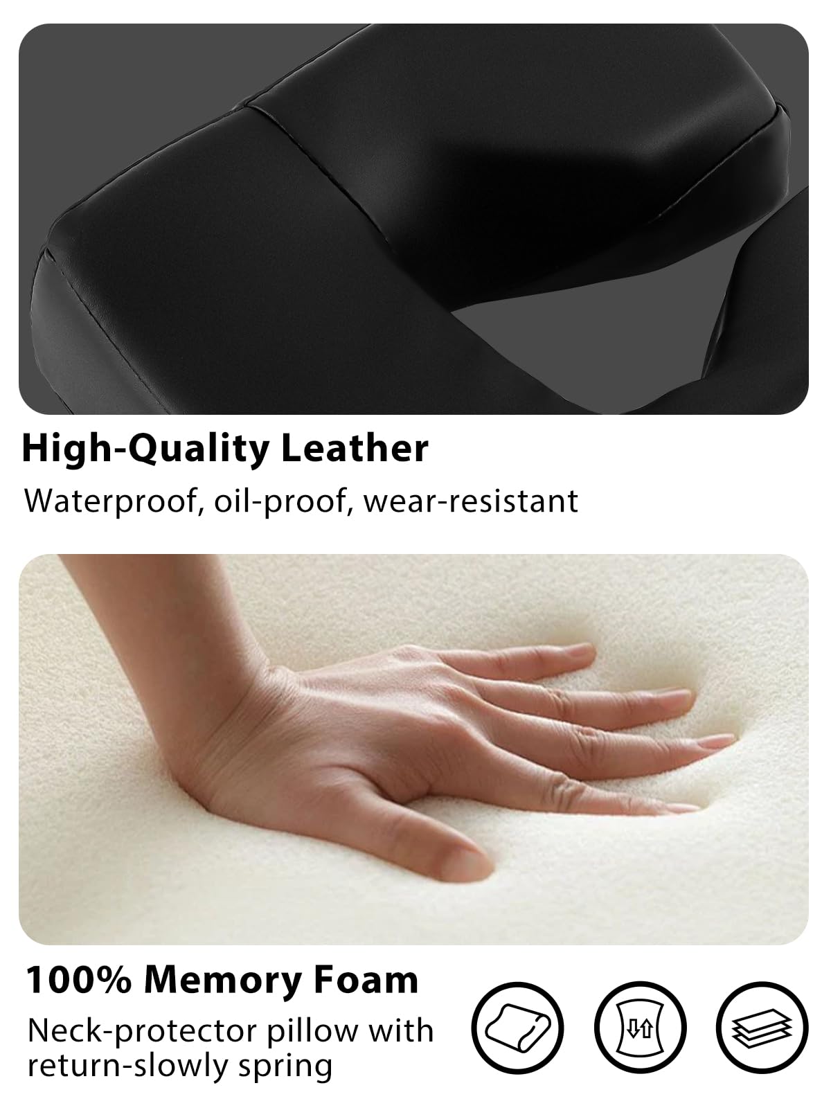 EBANKU Adjustable Headrest Face Pillow Cradle & Face Cushion Support Bracket, Headrest Cushion Square Pillow, Salon Home Mattress Massage Kit (Black)