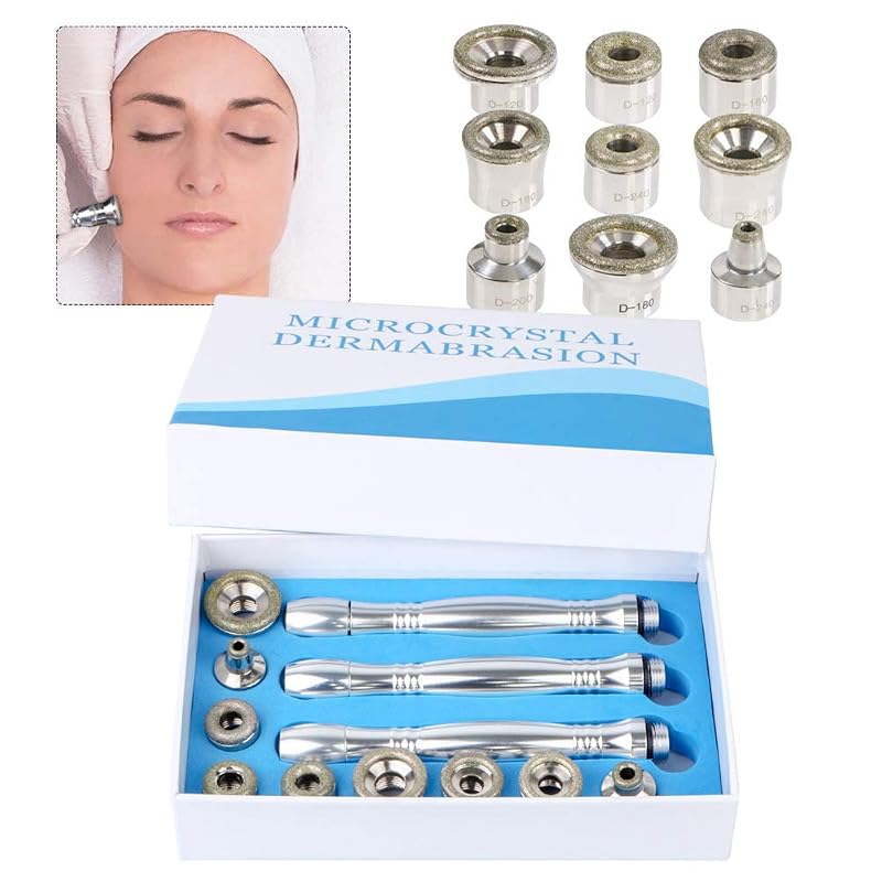 Diamond Microdermabrasion Replacement Tips Kit – 9 Diamond Tips, 3 Wands, 50 Cotton Filters (US) – Variation: 9 Tips & 250 Filters