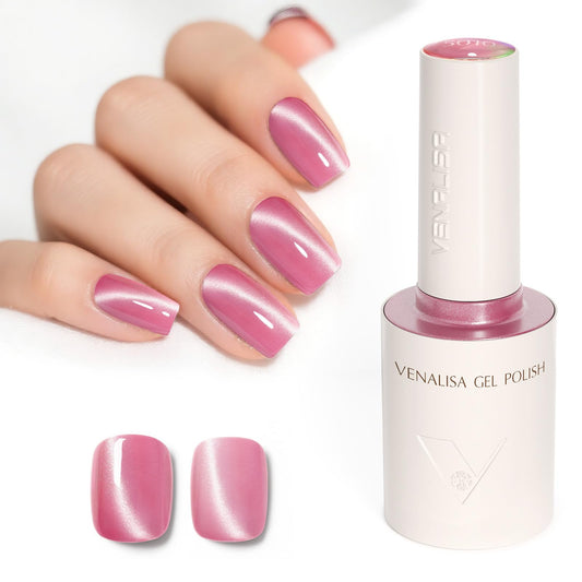 VENALISA Cat Eye Gel Nail Polish 1 Pcs 10ML Shimmer Pink Glitter Magnetic Gel Polish Soak Off Salon Manicure DIY at Home Nail Art For Girls Women