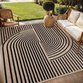 Black 5x7ft Washable Non-Slip Jute Area Rug for Dining Room