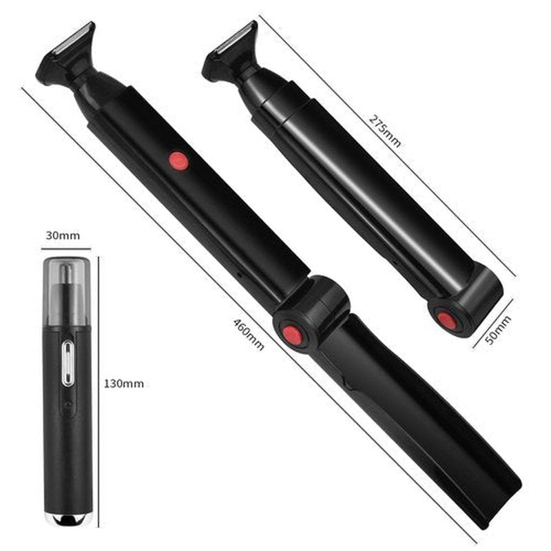ETbyto Back Shavers for Men Long Handle，Multifunctional Self-Service Electric Back Hair Razor with Adjustable Handle，Men's Back Shaver wiht Nose Hair Trimmer Set and 2 Shock Absorber Flex Heads，Black