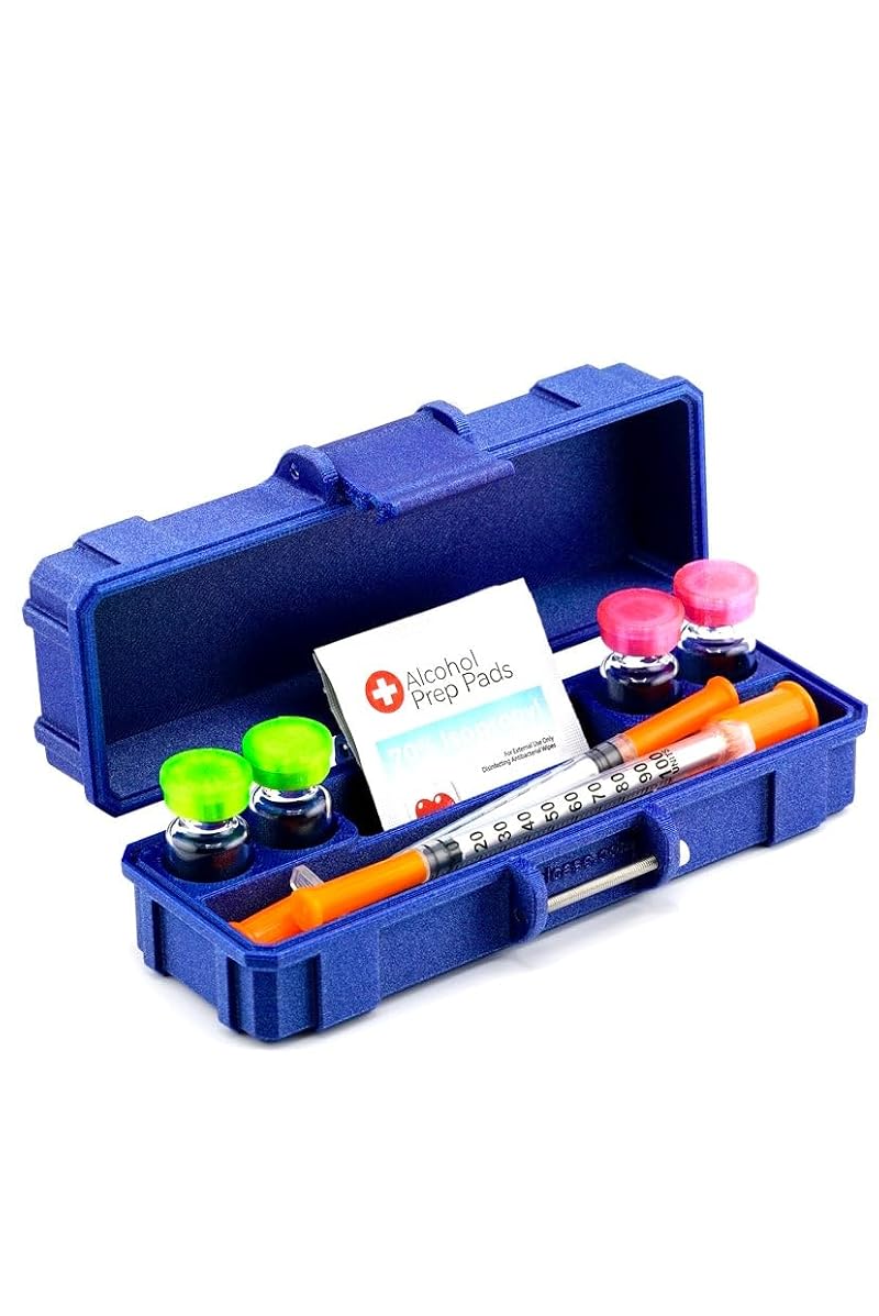 4-Slot Vial Case Organizer for 3 mL or 10 mL Vials with Accessory Storage — GLP-1 & Peptide Portable Case - 3 mL Variation