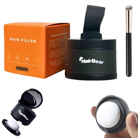 Hairbear, Hair Bear, Hair Filler Powder, Hairs Line Contour Shadow Powder, Enhanced Hairline Powders Instantly Conceals, Long Lasting Water Proof (Black)