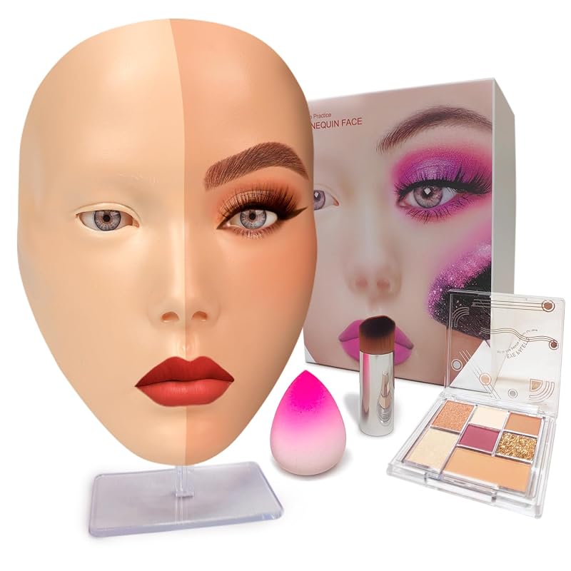 5D Silicone Makeup Practice Face - Full Face White with Detachable Base (Variation of THIS listing)