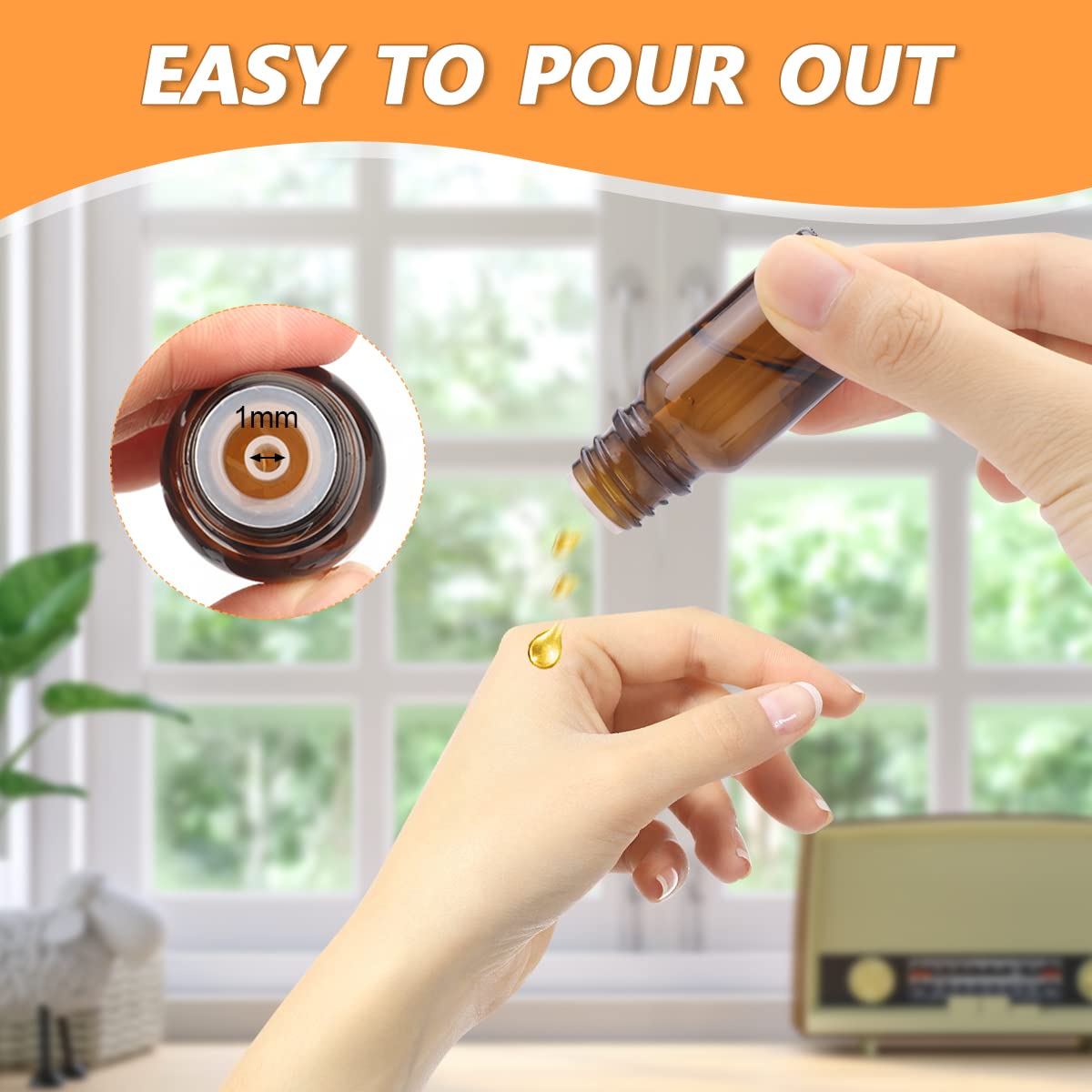 BOSMIOW 10 ml(1/3 oz) Sample Glass Bottles For Essential Oils 20 Pcs Empty Glass Dropper Vials With Orifice Reducers For DIY Perfume Aromatherapy Fragrance Cosmetic Oils (amber)